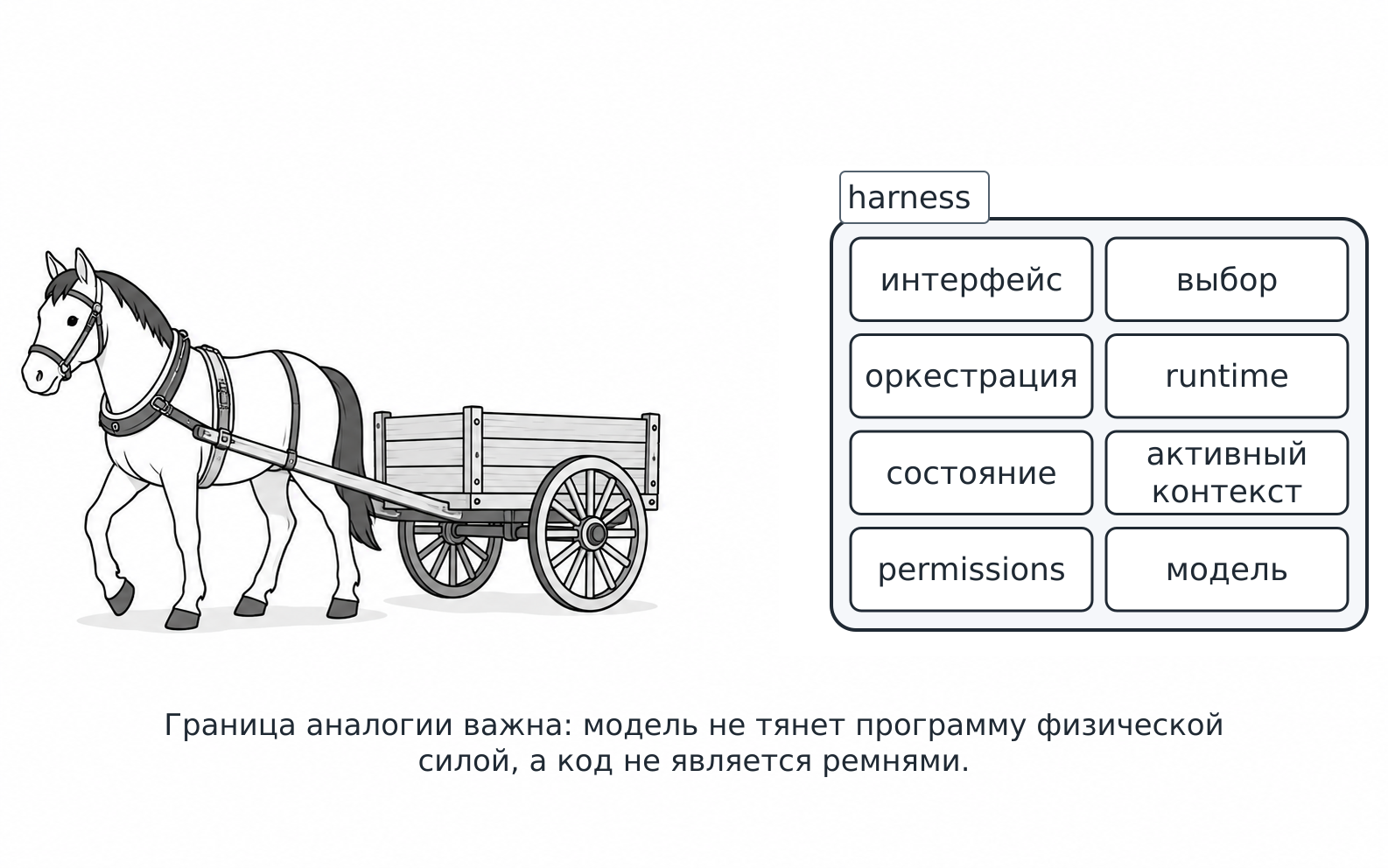 Фигура 6. Упряжь и модель: где кончается аналогия
